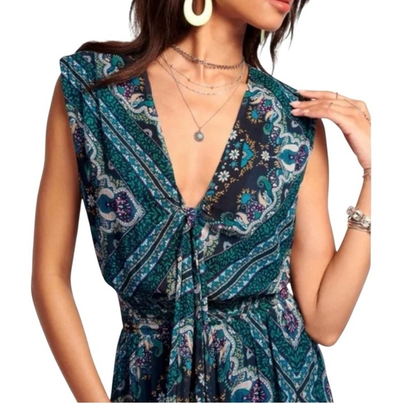 NWT Ramy Brook Exclusive Wendy Dress Silk High-Low Dress, Navy Combo Small, New - Picture 5 of 9